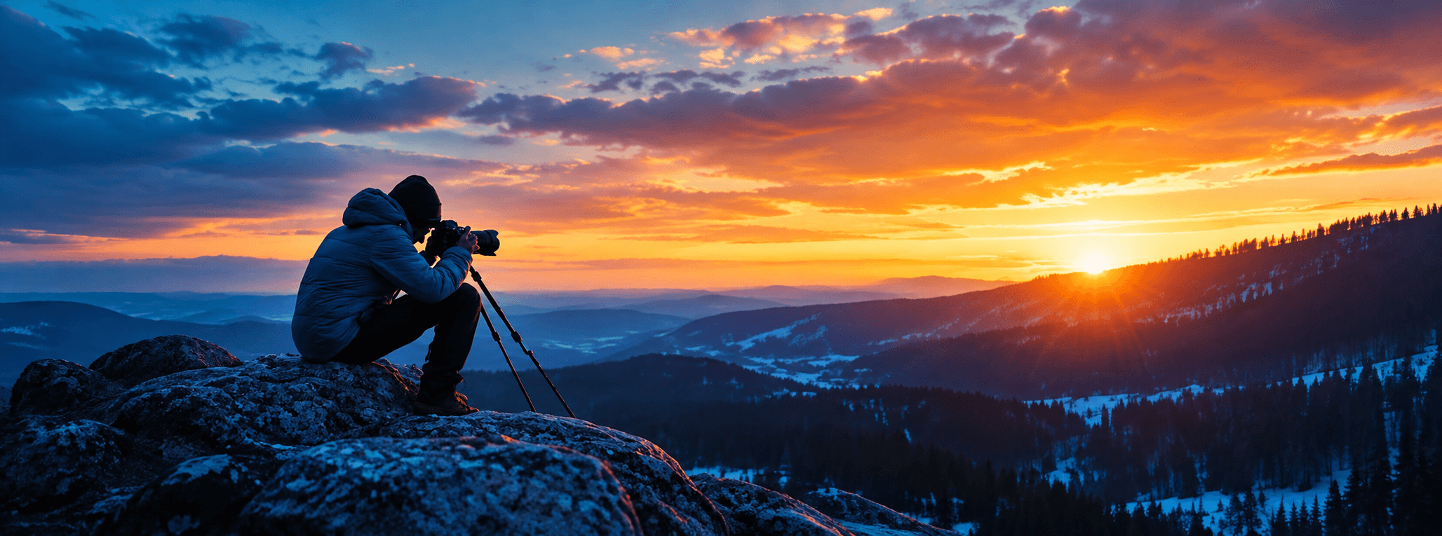 Fotógrafo registrando uma paisagem